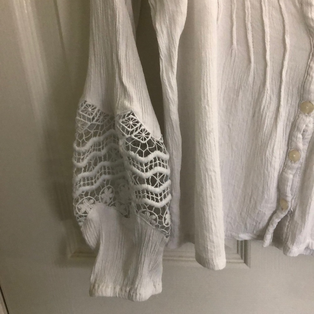 Roxy Button Up Crop Top Medium - Picture 3 of 6